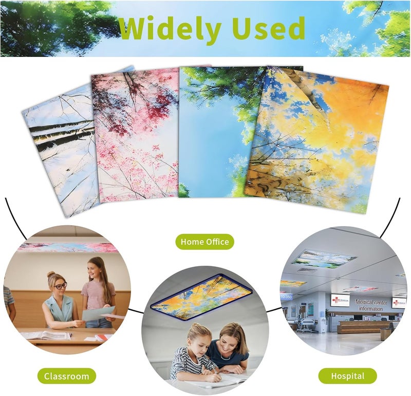 rndecuck 4Pcs Fluorescent Light Covers for Ceiling Lights,4x2 Feet Magnetic Light Covers,Drop Ceiling Lighting Covers Decor for Office,Kitchen,Classroom,Home,Hospitals (Forest) - Image 5